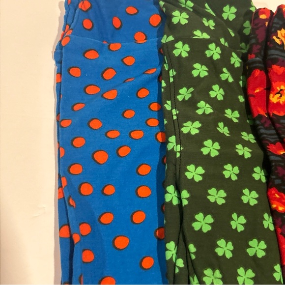 NWOT Lot of 5 LuLaRoe Kids Leggings Size S/M! Peppers, geometric, floral,clovers - Picture 2 of 10